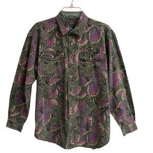 Vintage 90s Royal Robbins Floral Button Up Long Sleeve Shirt Mens M Botanical￼